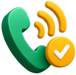 Icono de llamadas que se notan: teléfono sonando con check