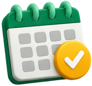 Icono de mes a mes: calendario con check
