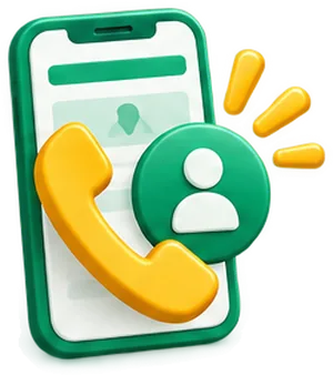 Icono de web que trae clientes: móvil con llamada y cliente